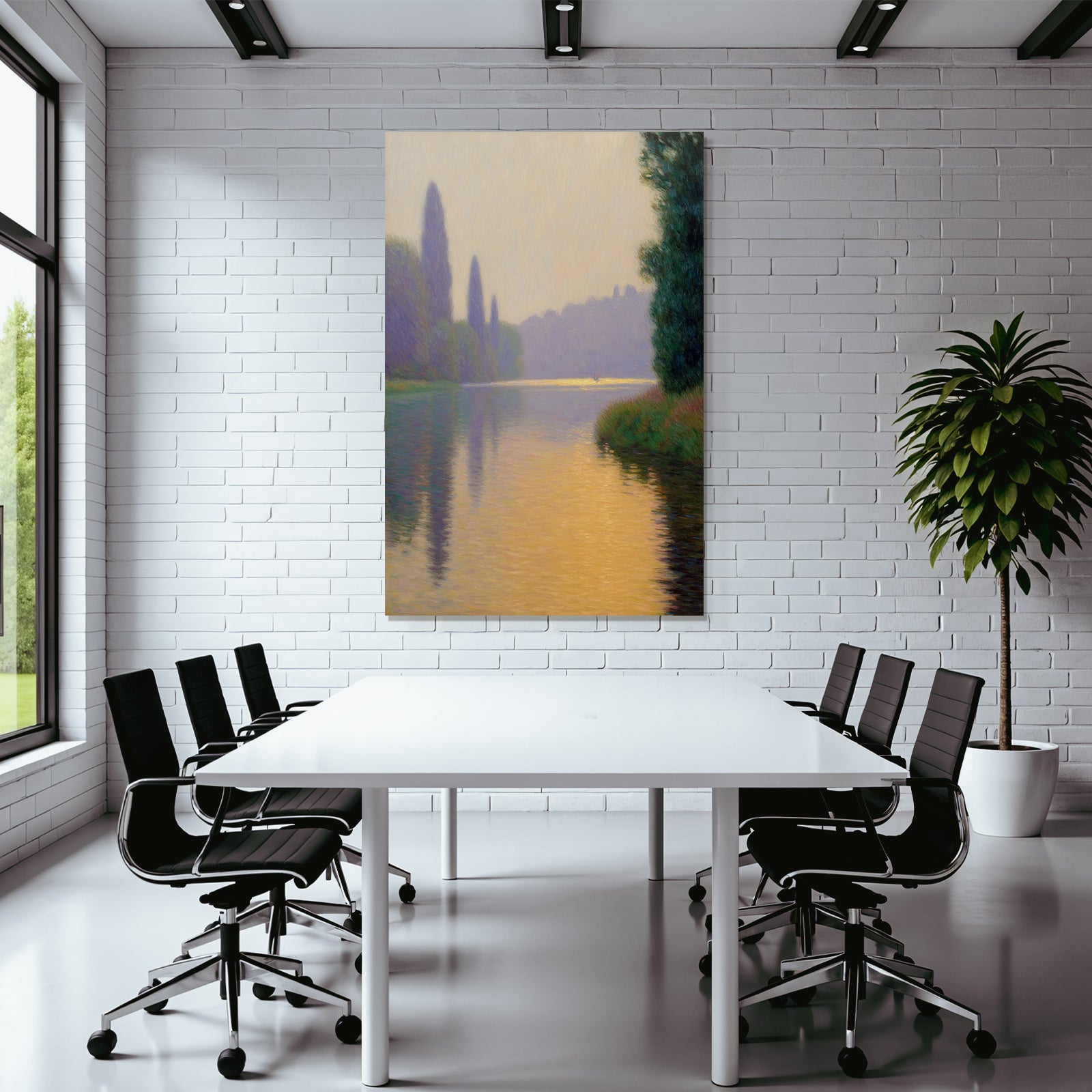 Flusslandschaft In Impressionistischer Atmosphare Bei Dammerung
