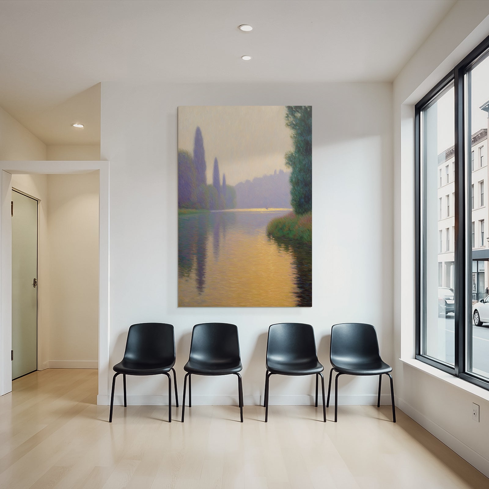 Flusslandschaft In Impressionistischer Atmosphare Bei Dammerung
