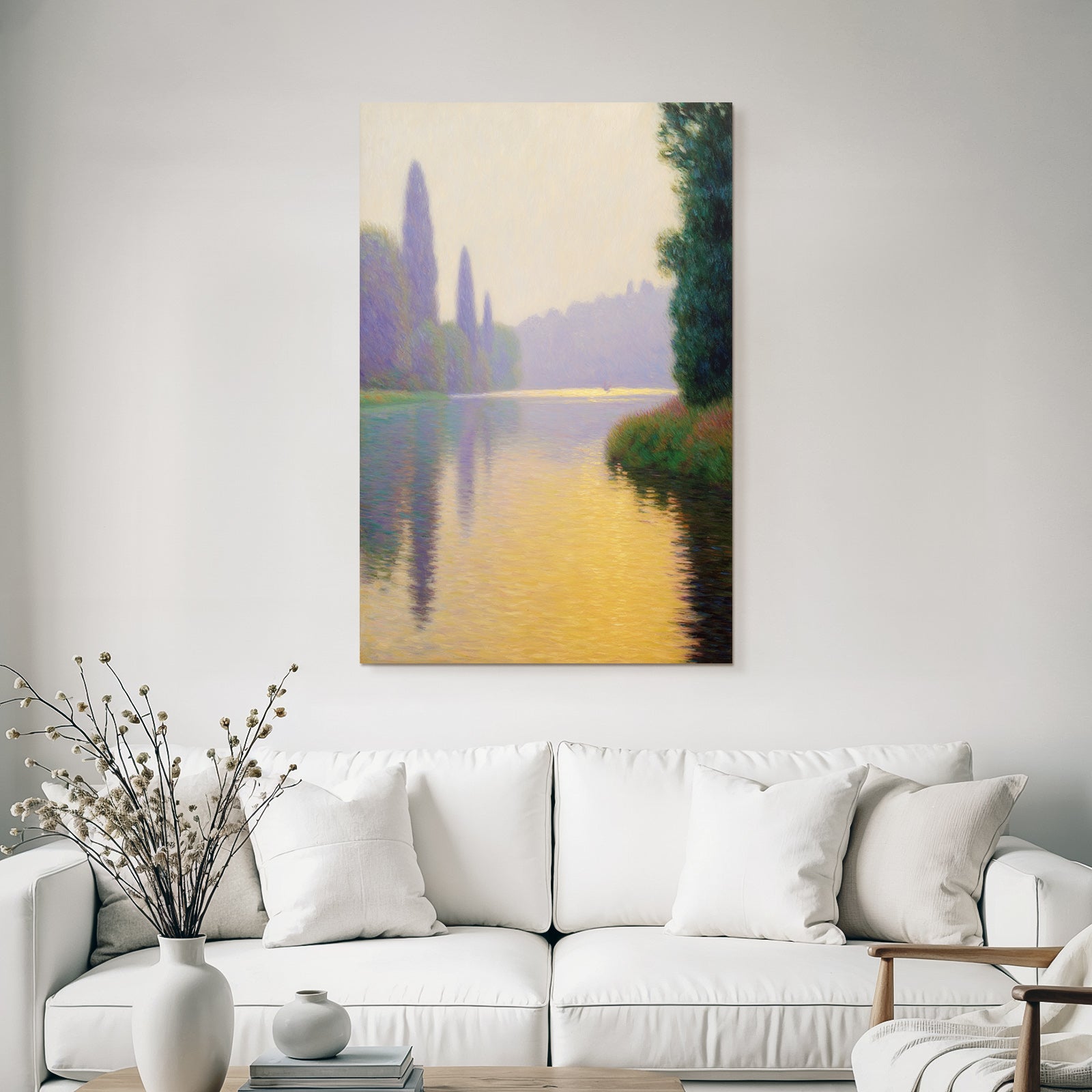 Flusslandschaft In Impressionistischer Atmosphare Bei Dammerung
