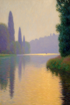 Flusslandschaft In Impressionistischer Atmosphare Bei Dammerung | Jugendstil | Stilrichtungen