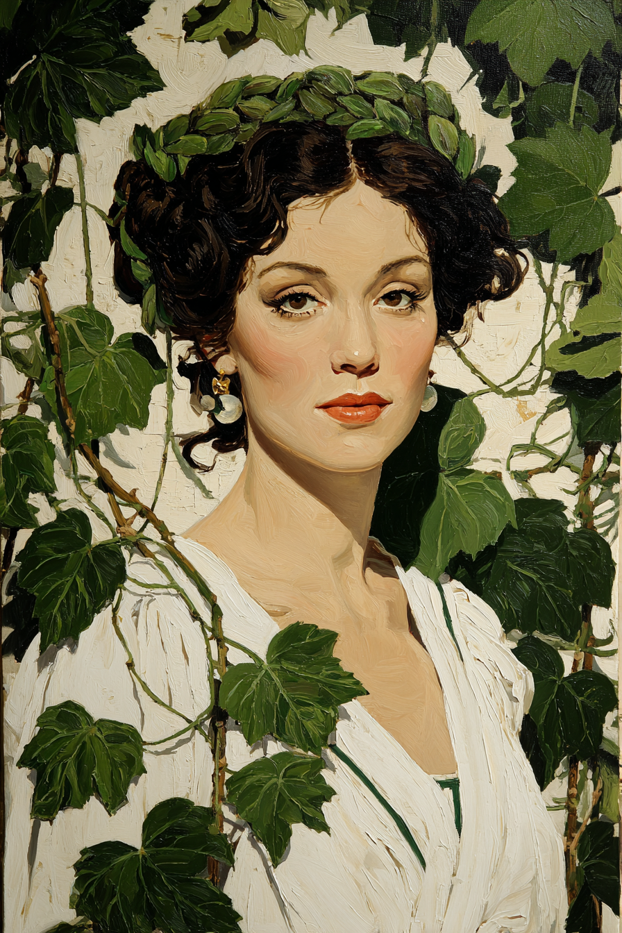 Frau Mit Efeukranz Klassisches Gemalde | Jugendstil | Stilrichtungen