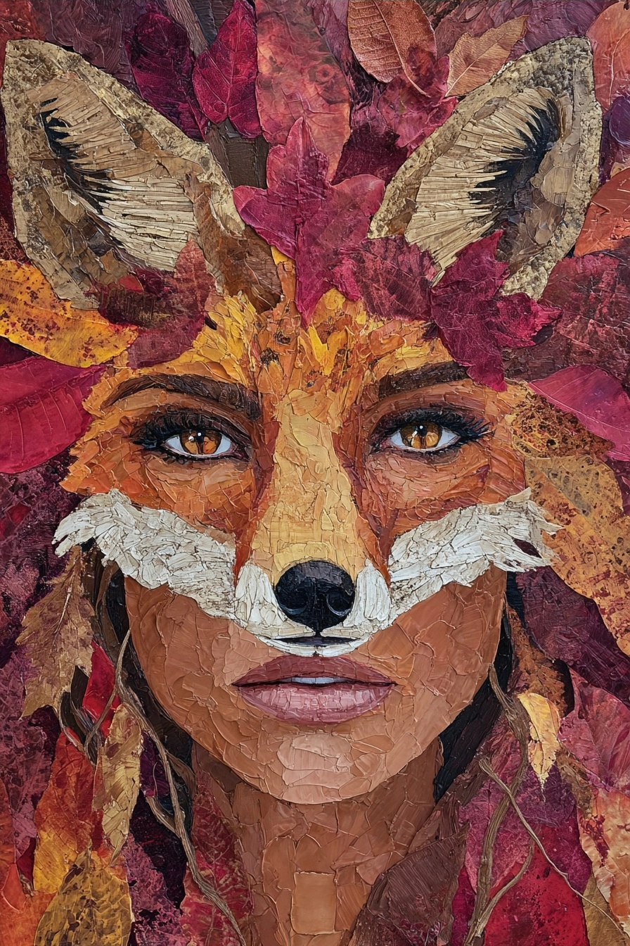 Fraüngesicht Fuchsmerkmale Herbstblätter Kunst | Jugendstil | Stilrichtungen
