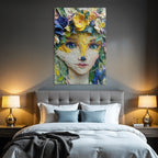 Fuchs Mensch Mit Blumenkrone Impressionistischer Malweise