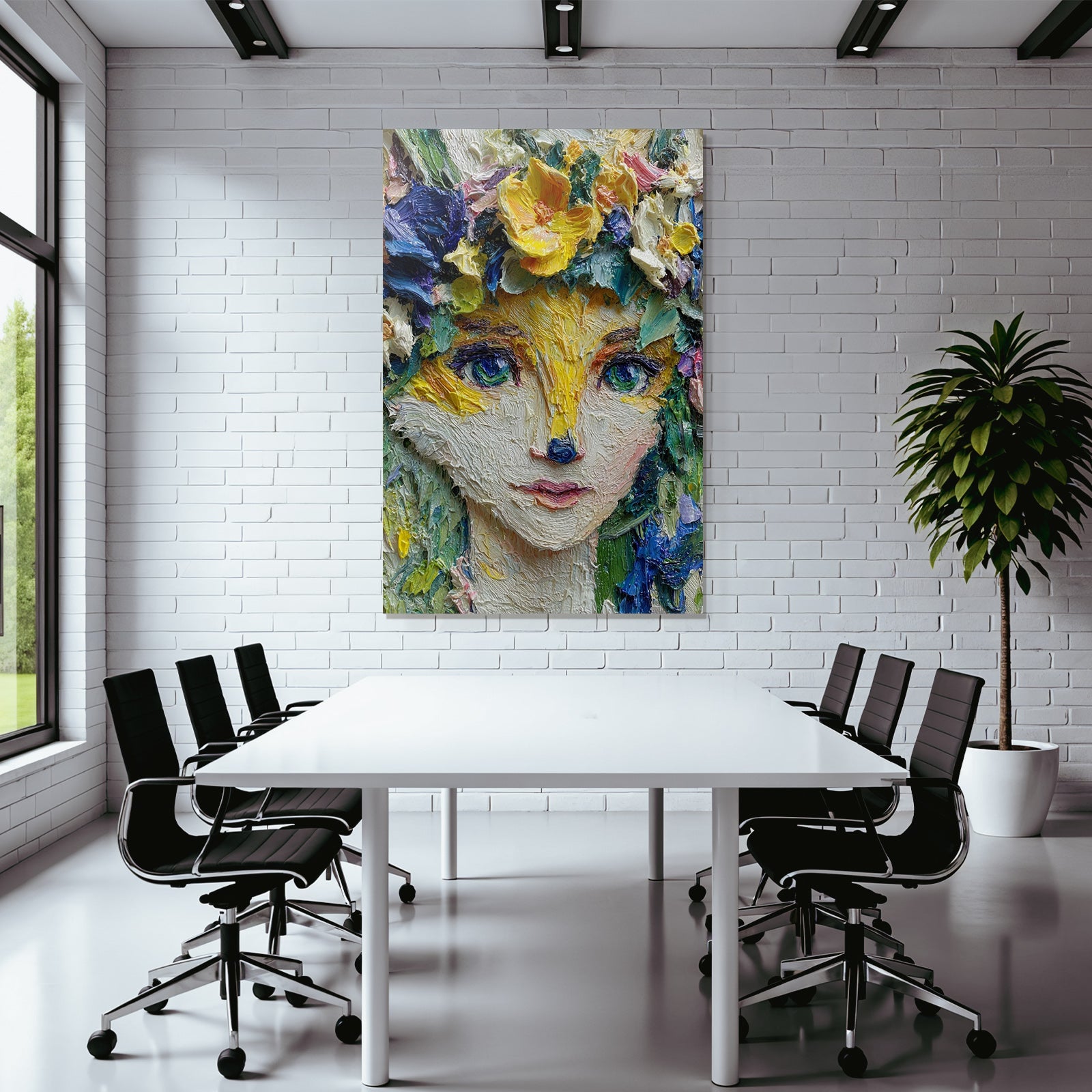 Fuchs Mensch Mit Blumenkrone Impressionistischer Malweise