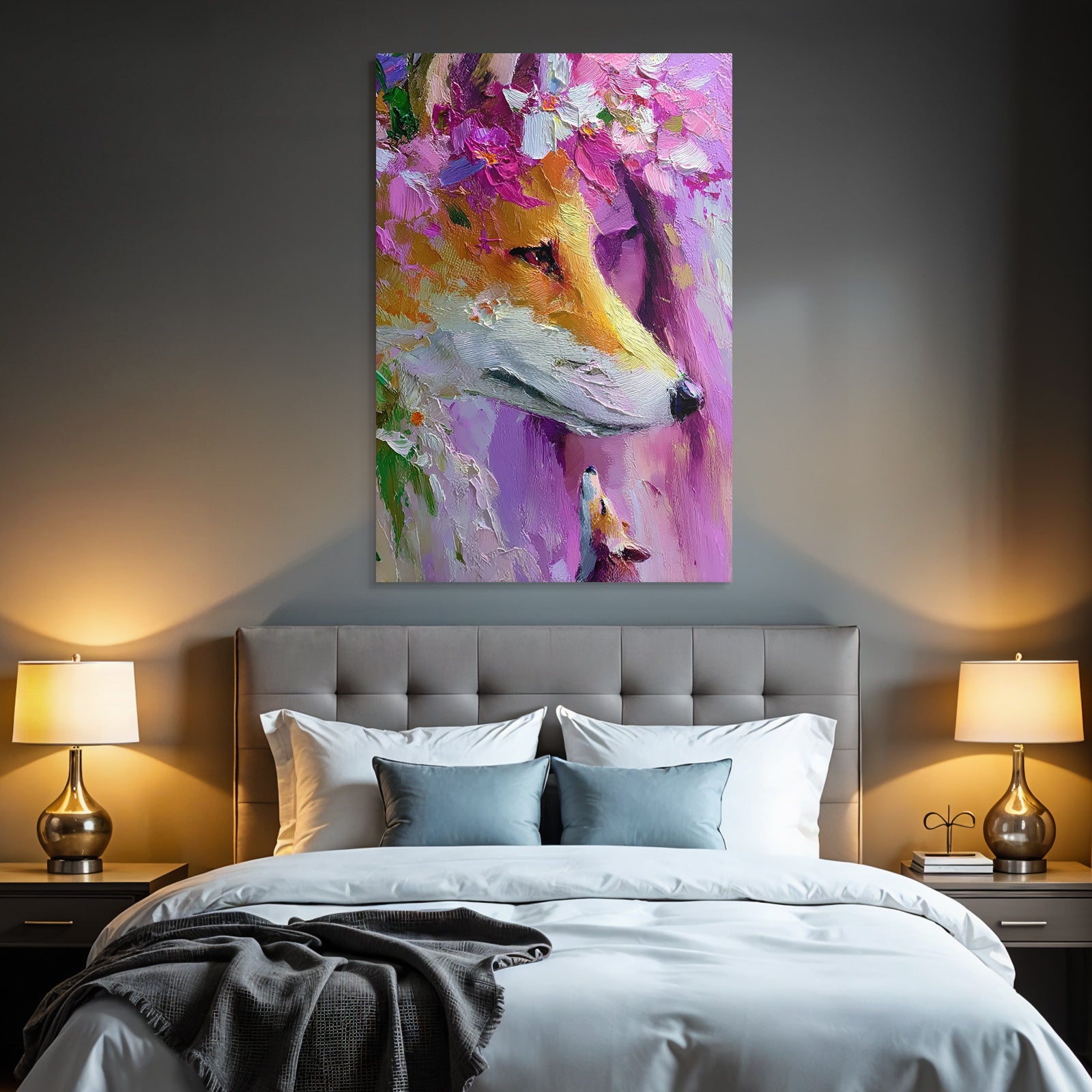 Fuchs Mit Blumen Und Fuchsjunges