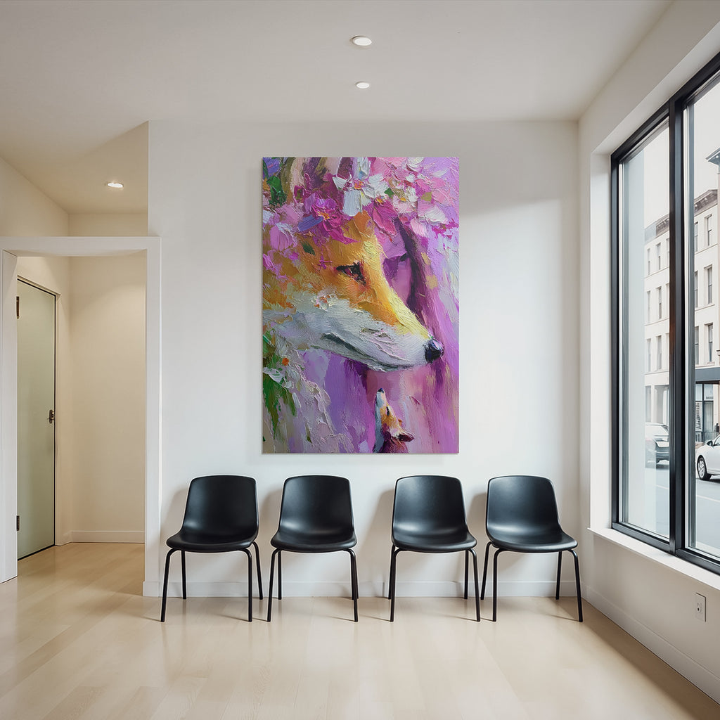 Fuchs Mit Blumen Und Fuchsjunges
