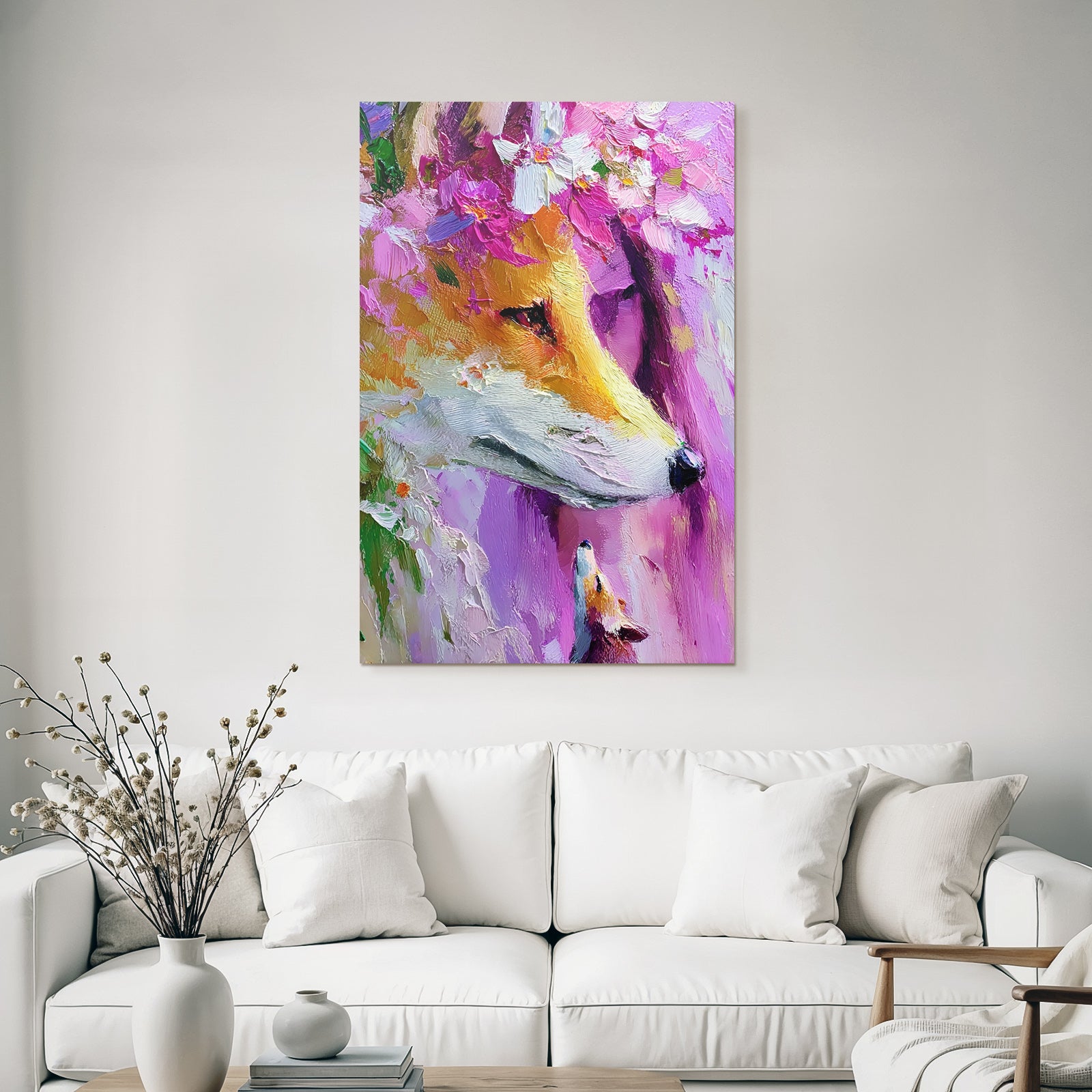 Fuchs Mit Blumen Und Fuchsjunges