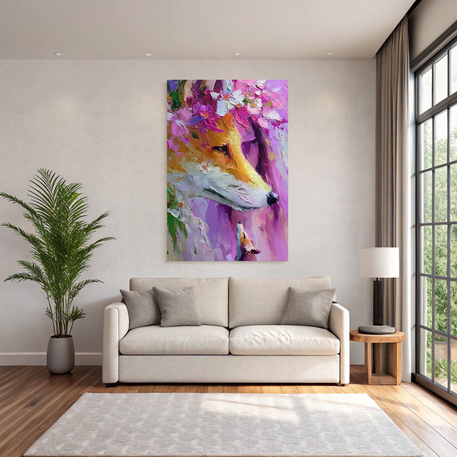 Fuchs Mit Blumen Und Fuchsjunges