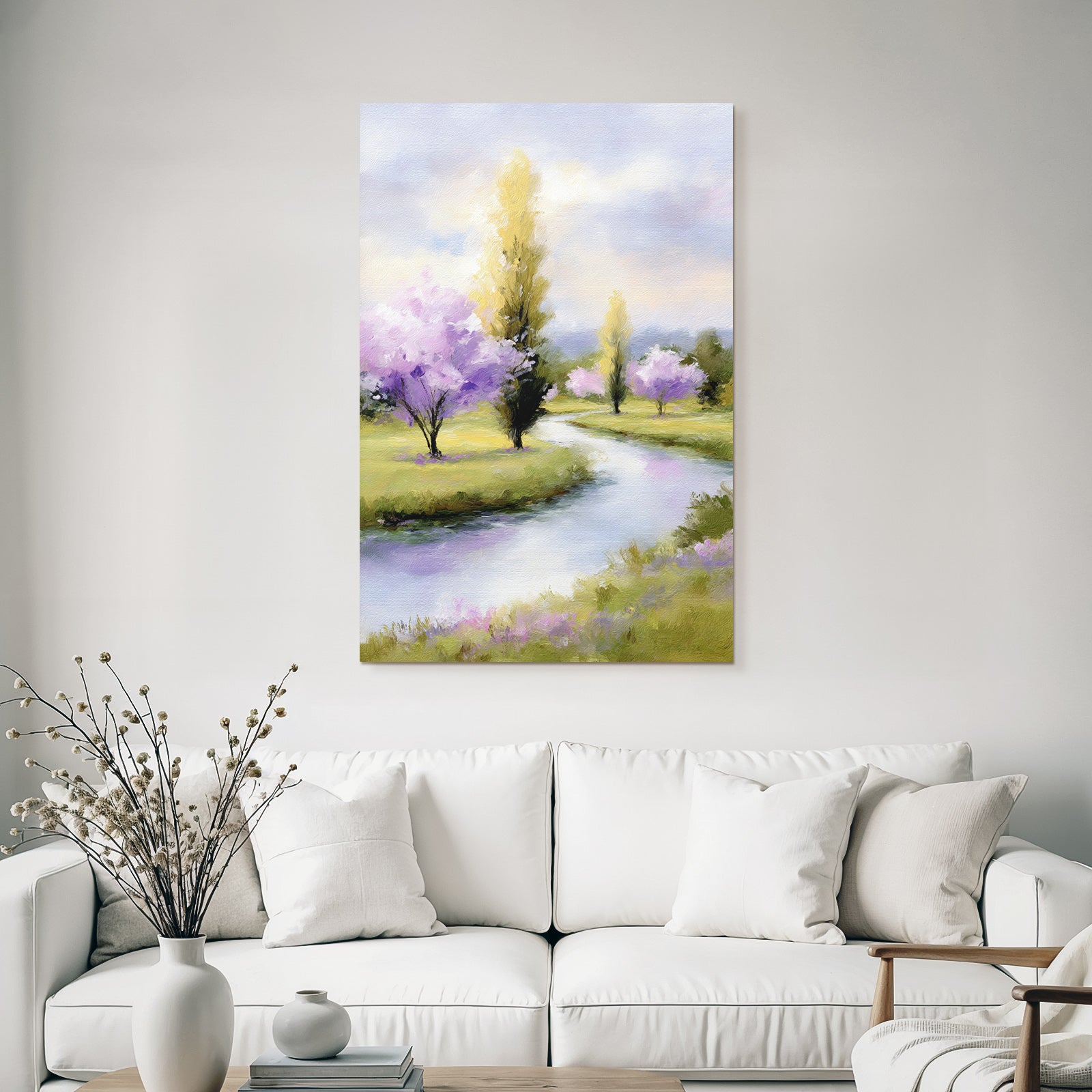 Idyllische Herbstlandschaft Am Flussufer