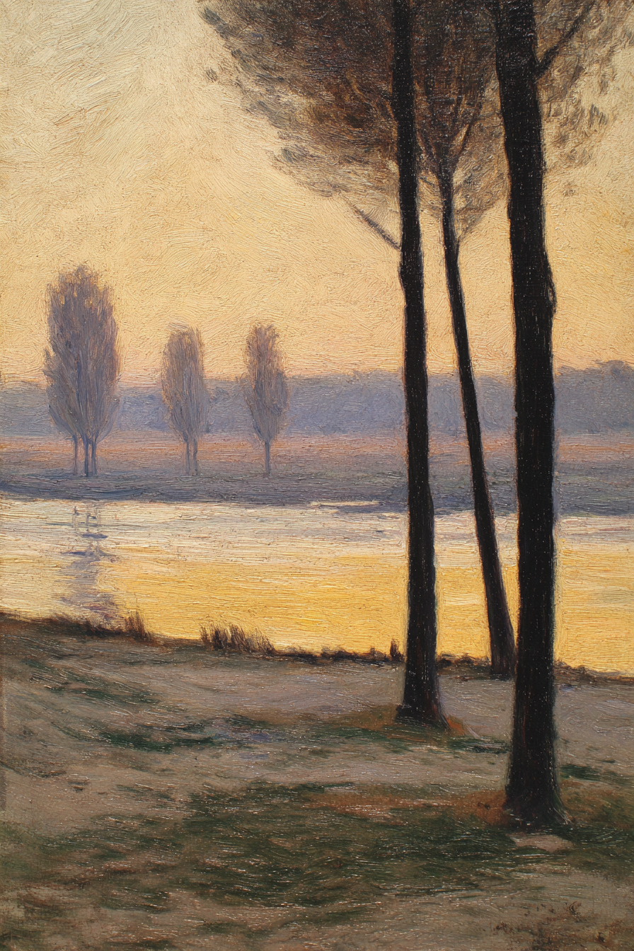 Sonnenaufgang Am Seeufer Mit Baeumen | Jugendstil | Stilrichtungen