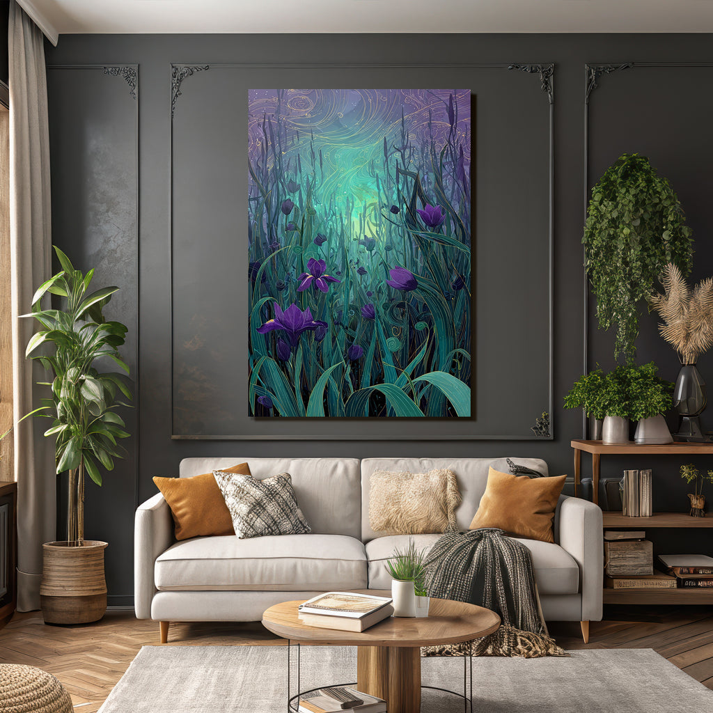 Traumhafte Blumenwiese Im Abendhimmel