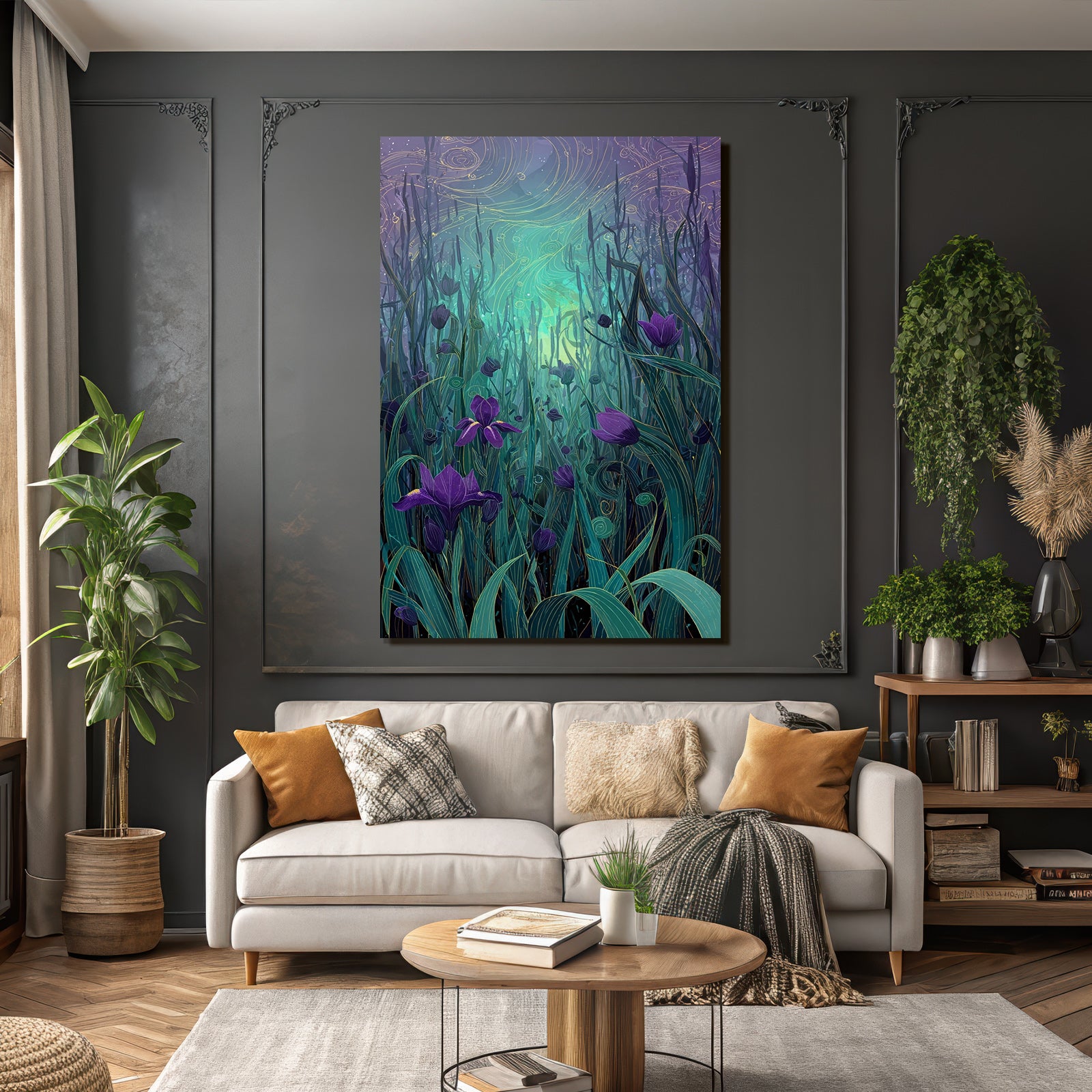 Traumhafte Blumenwiese Im Abendhimmel