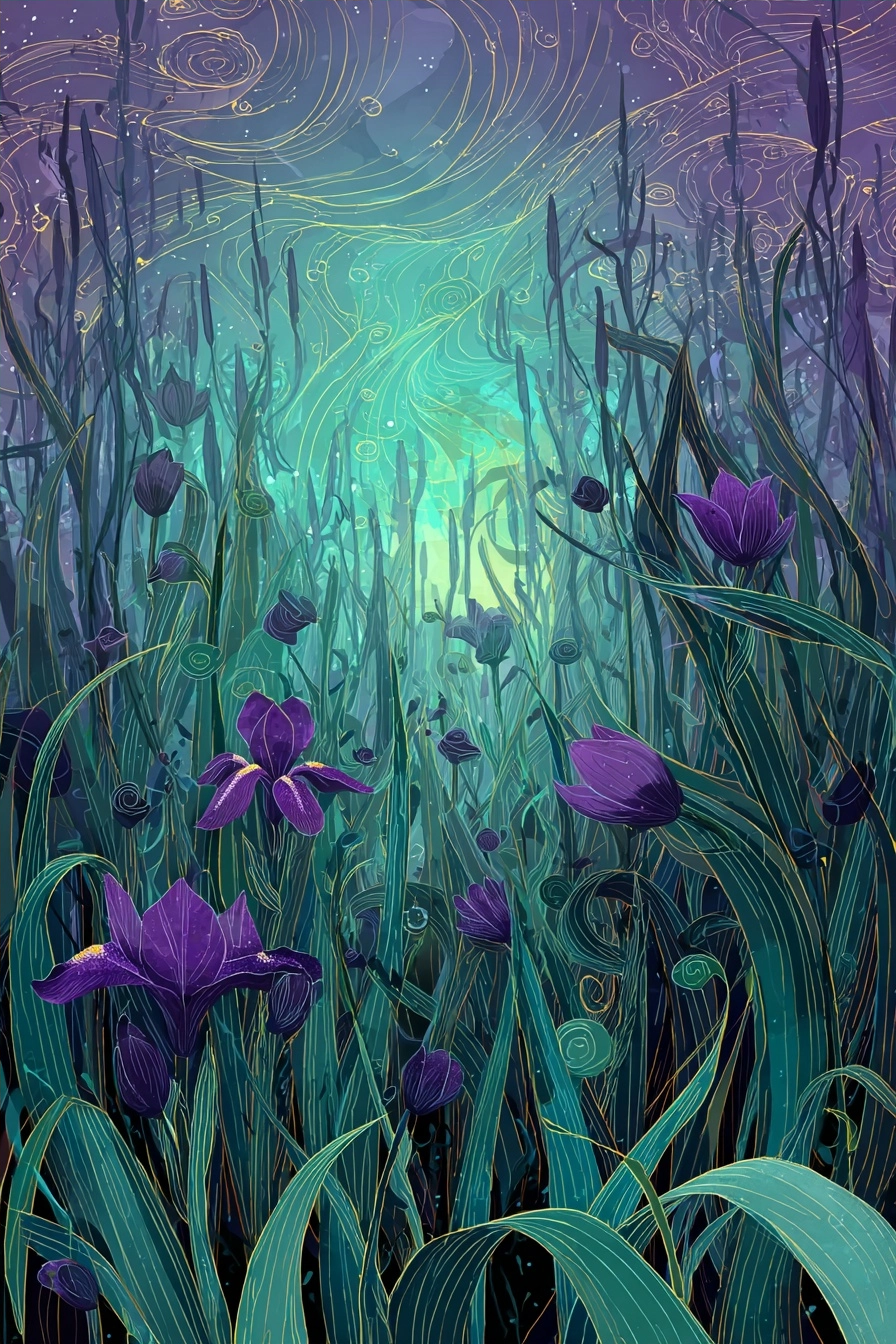 Traumhafte Blumenwiese Im Abendhimmel | Jugendstil | Stilrichtungen