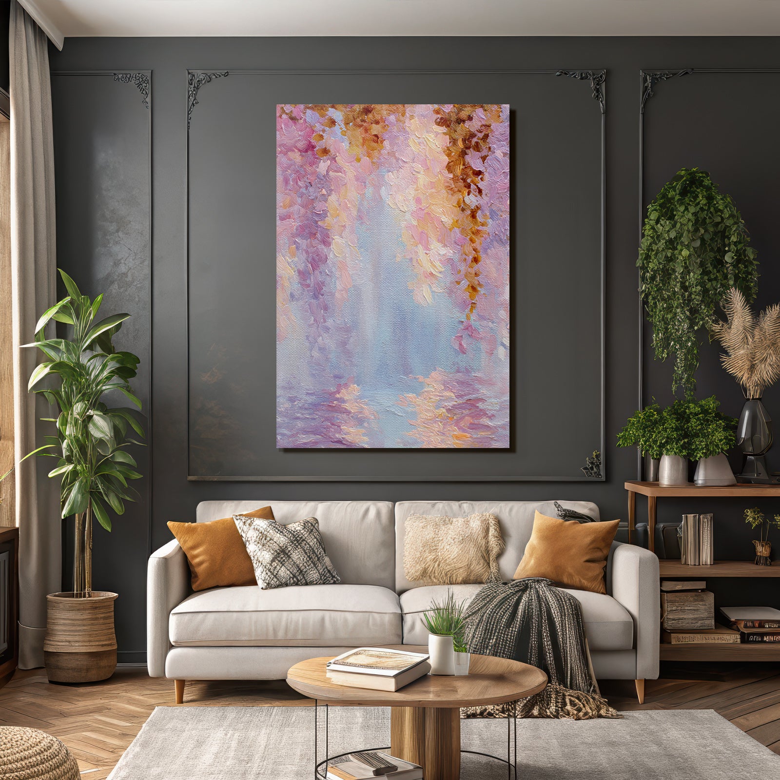 Traumhafte Pastelllandschaft Mit Wasserreflektion