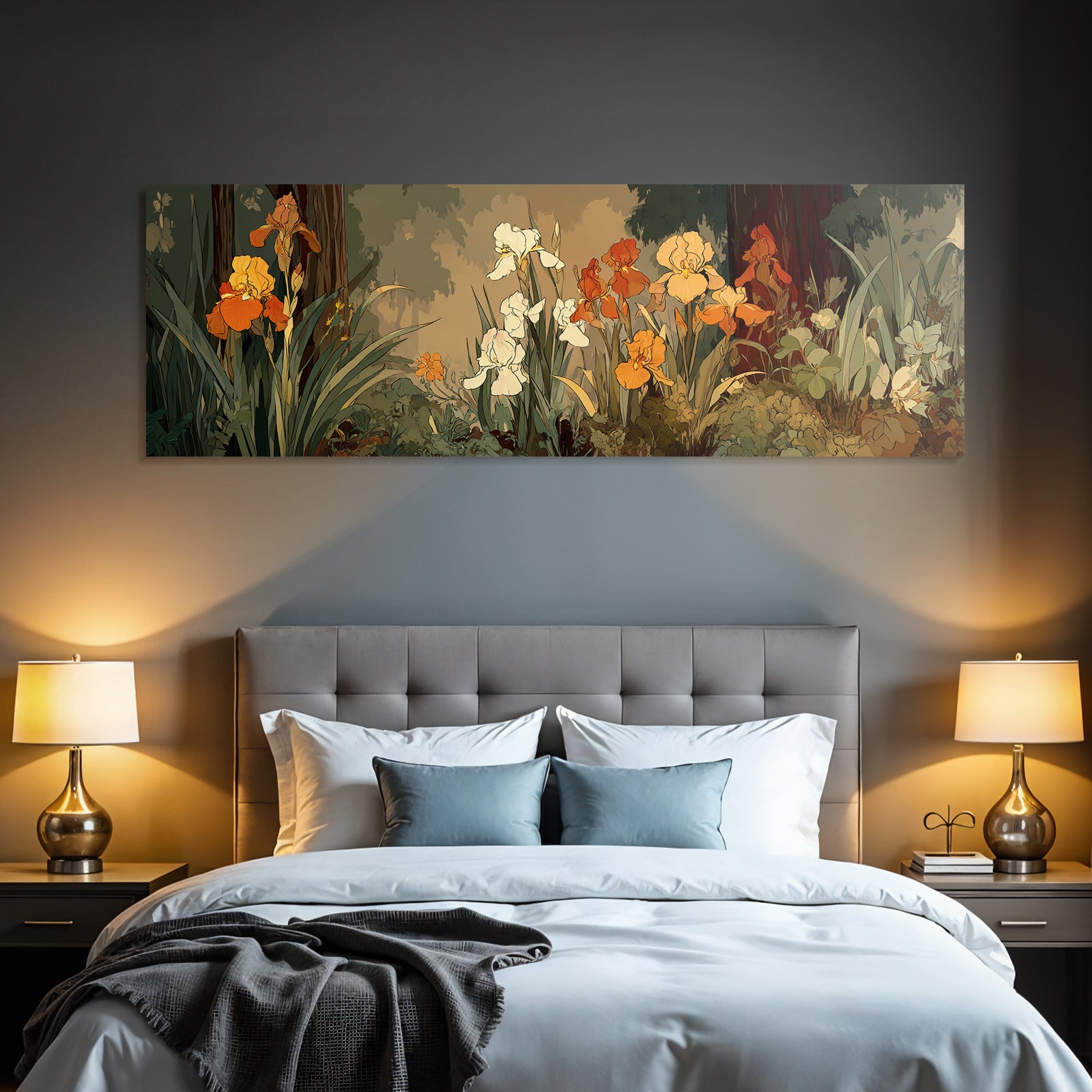 Bunte Irisblumen Illustration Auf Pastelligem Hintergrund