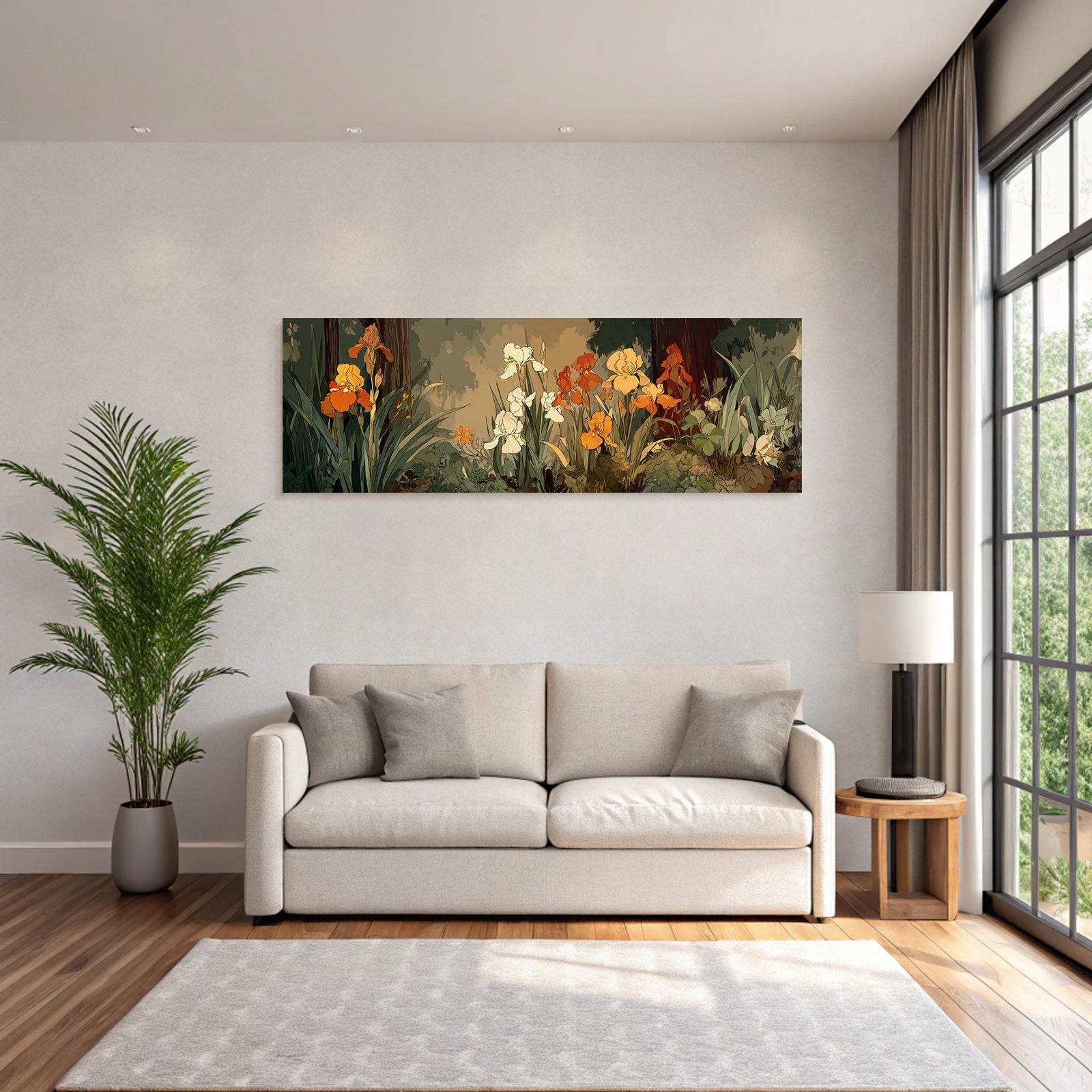 Bunte Irisblumen Illustration Auf Pastelligem Hintergrund