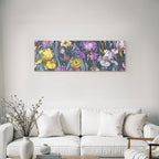 Buntes Florales Muster Mit Iris In Gelb Lila Und Pink