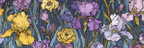Buntes Florales Muster Mit Iris In Gelb Lila Und Pink | Jugendstil | Stilrichtungen