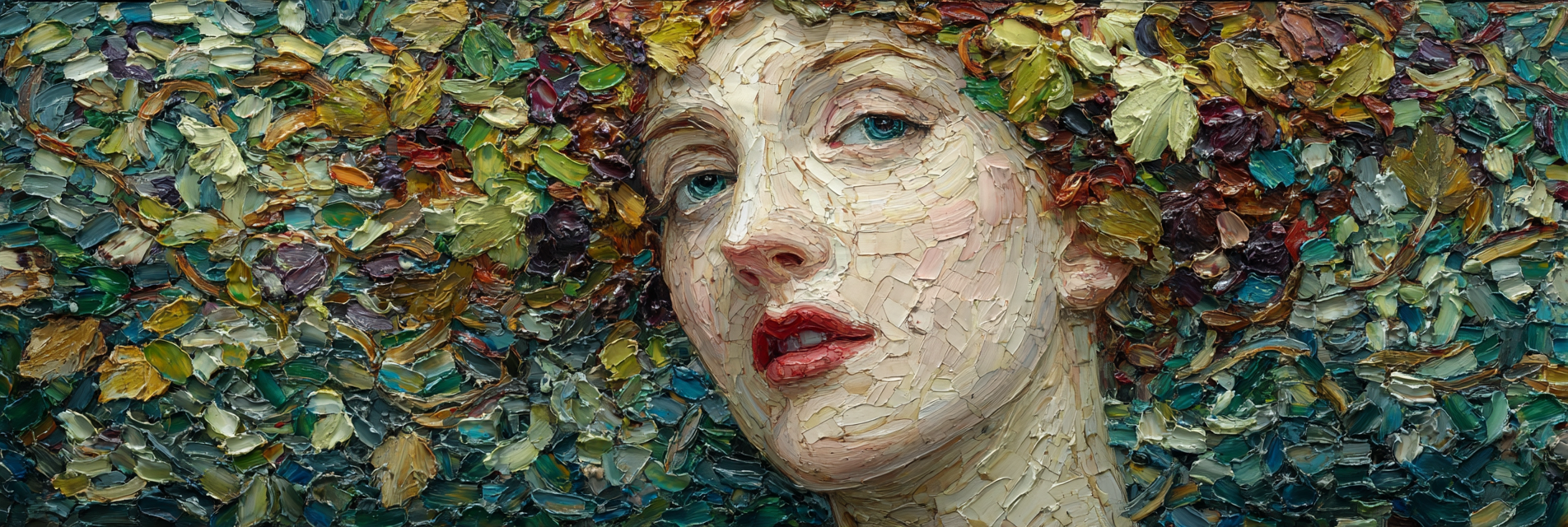 Frau Vor Farbigem Hintergrund Mit Impasto Textur | Jugendstil | Stilrichtungen
