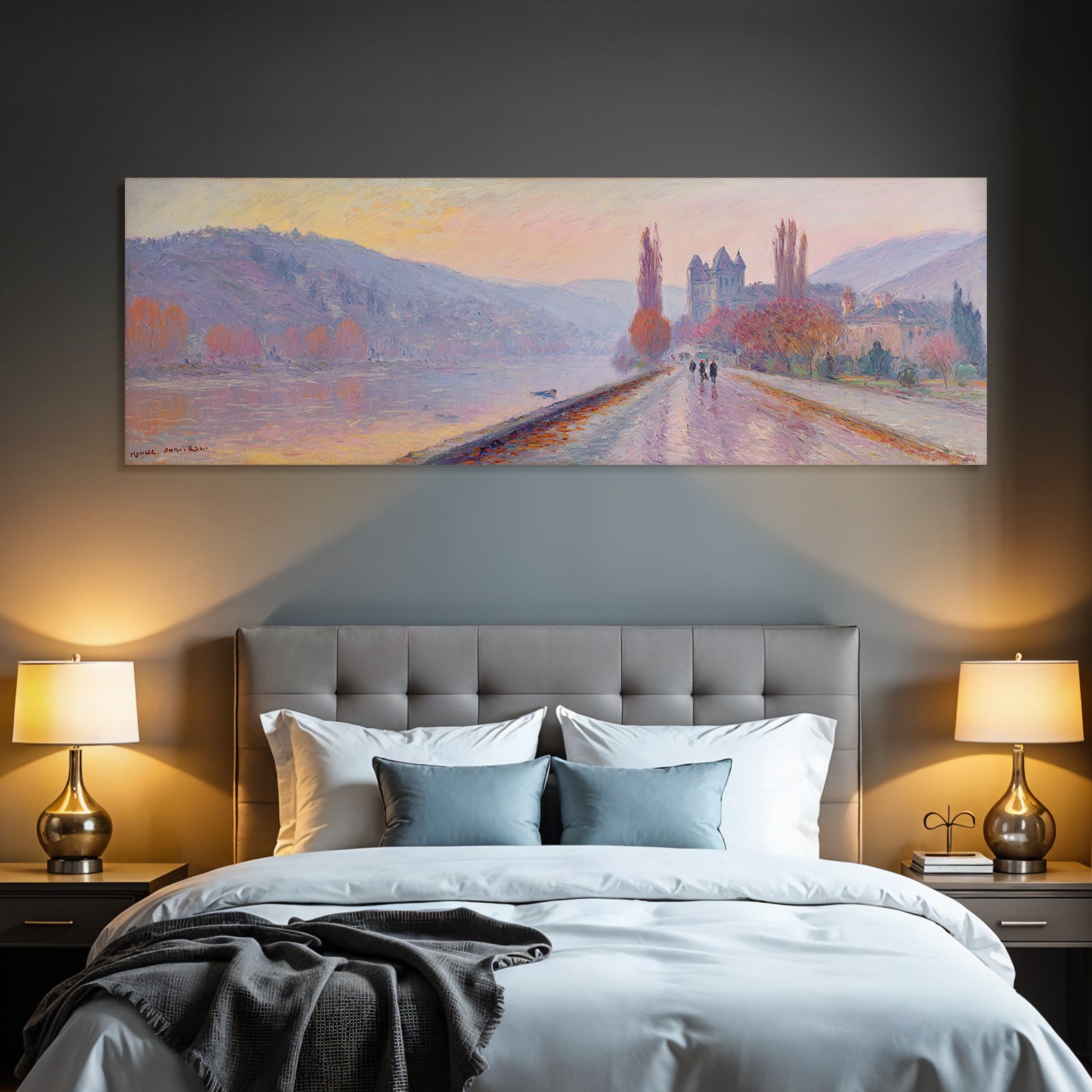 Impressionistische Landschaft Mit Fluss Und Pfad