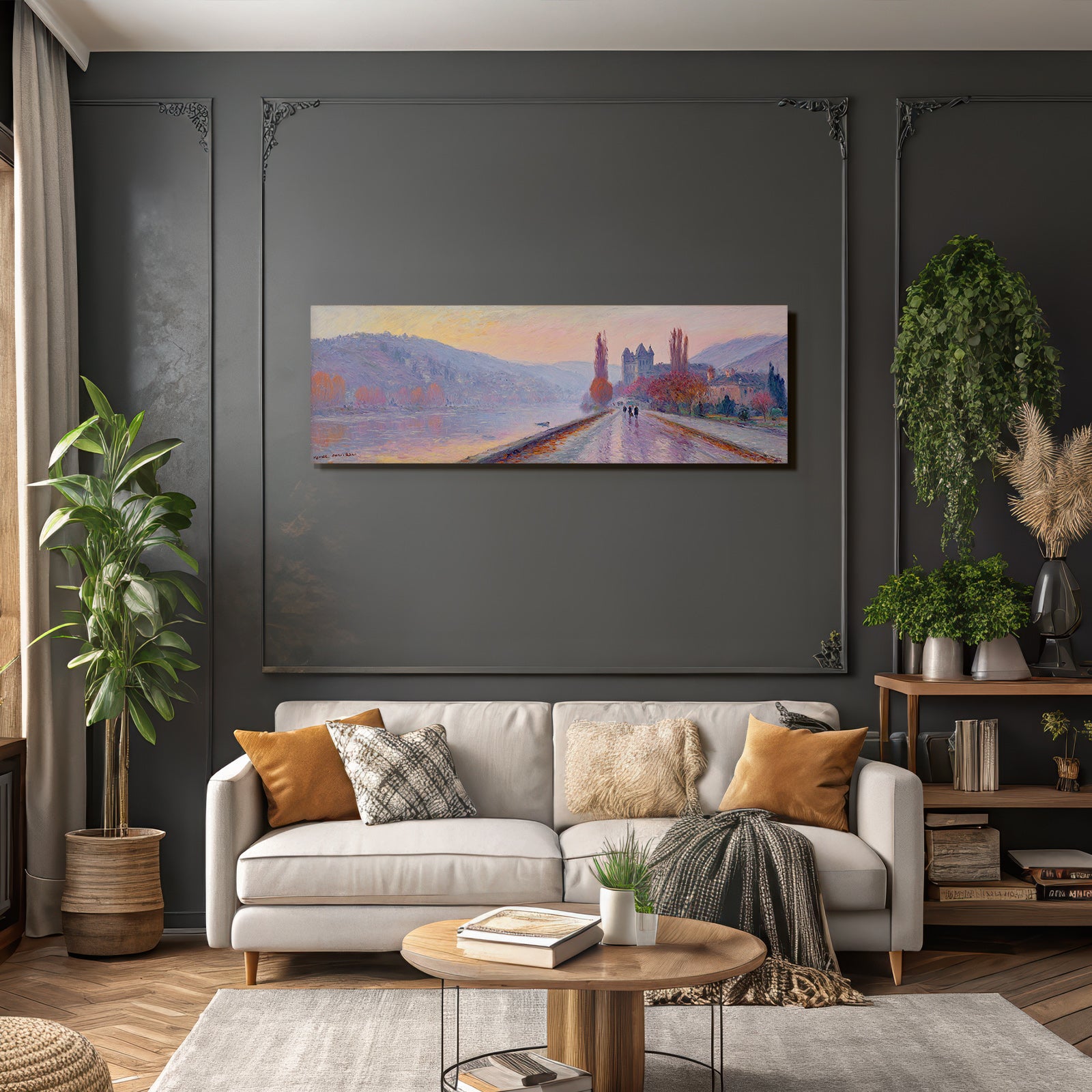 Impressionistische Landschaft Mit Fluss Und Pfad