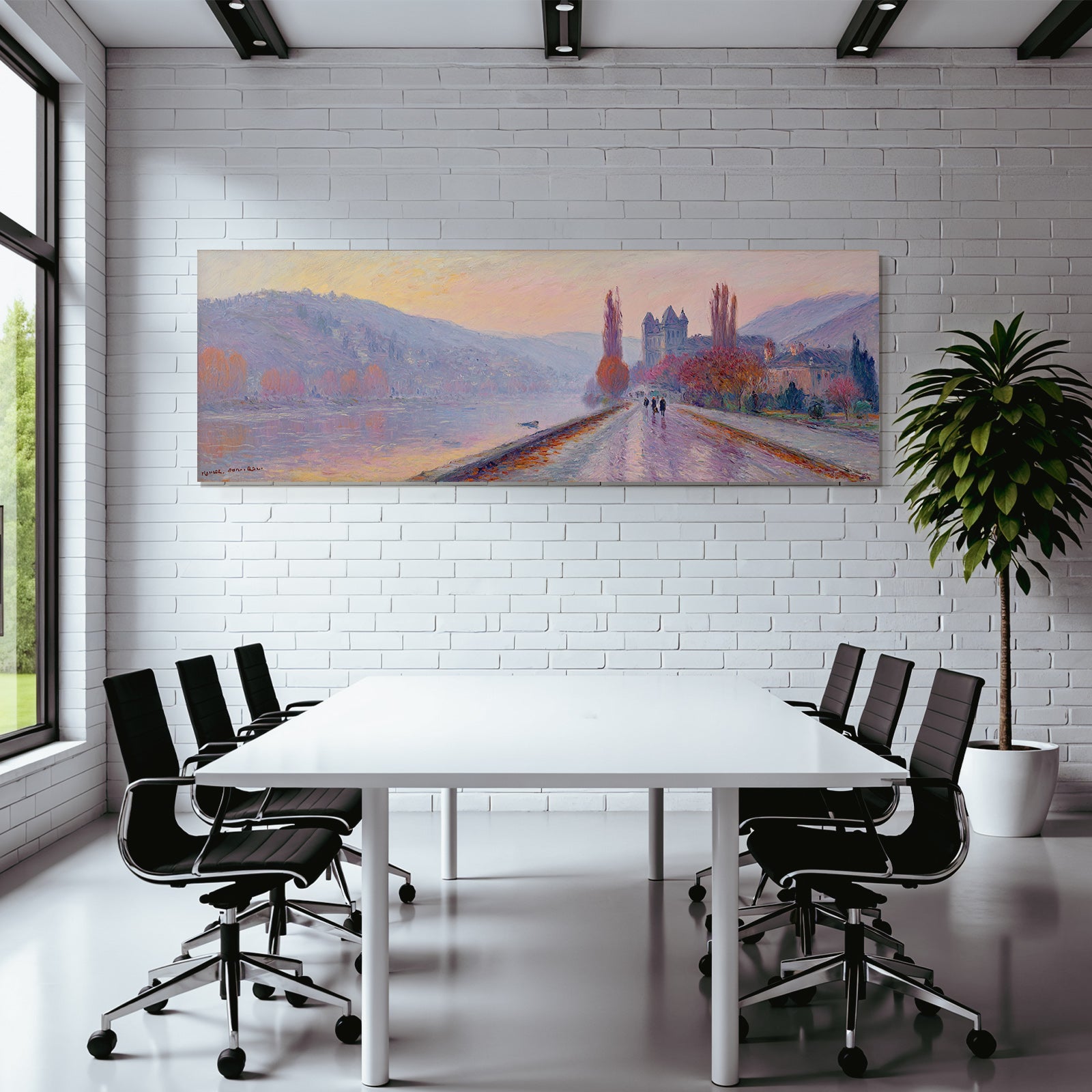 Impressionistische Landschaft Mit Fluss Und Pfad