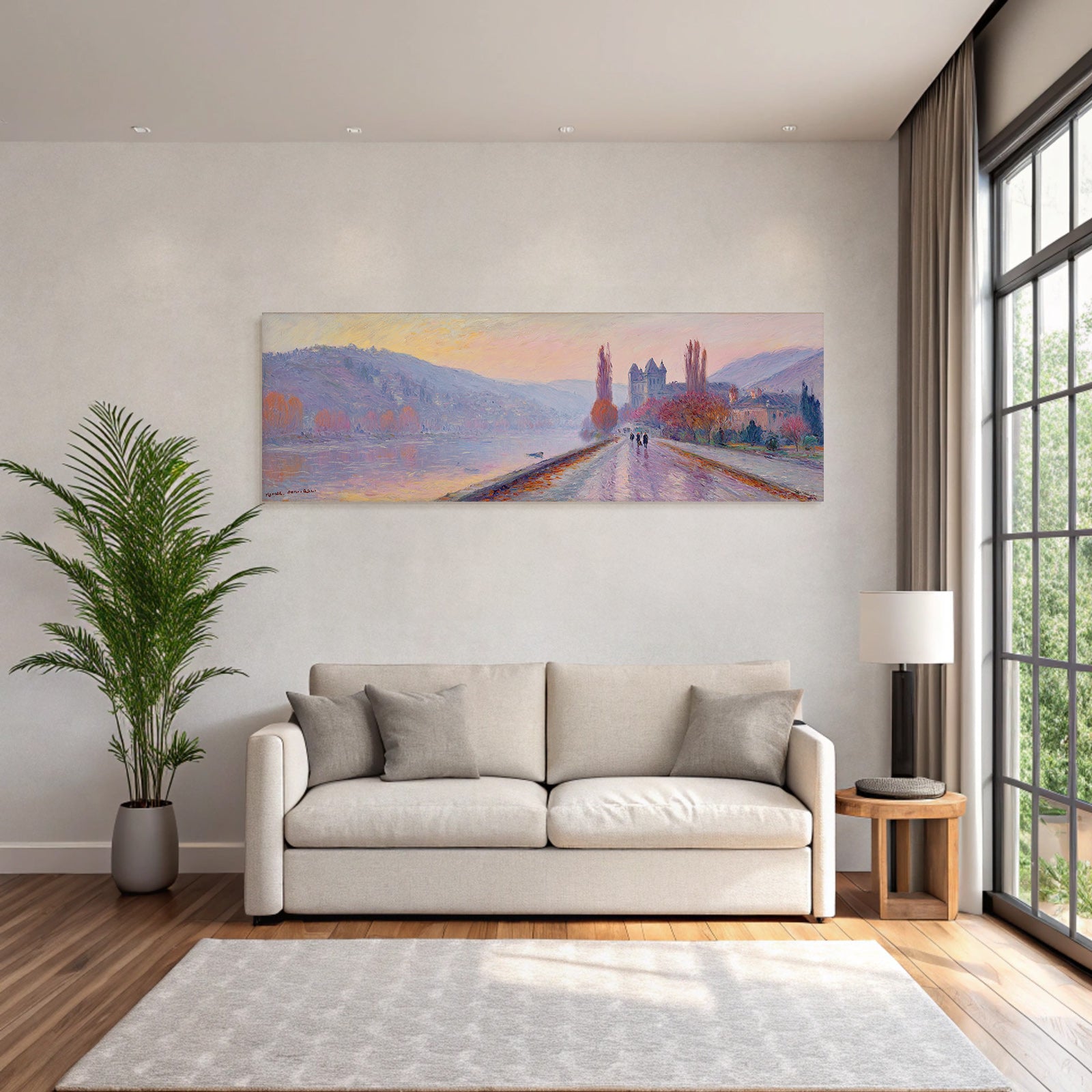 Impressionistische Landschaft Mit Fluss Und Pfad