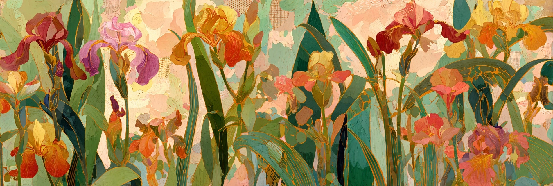 Irisblumen Farbenfrohes Kunstwerk | Jugendstil | Stilrichtungen