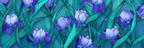 Irisblumen Mit Grünen Blättern Auf Blaüm Verlaufshintergrund | Jugendstil | Stilrichtungen