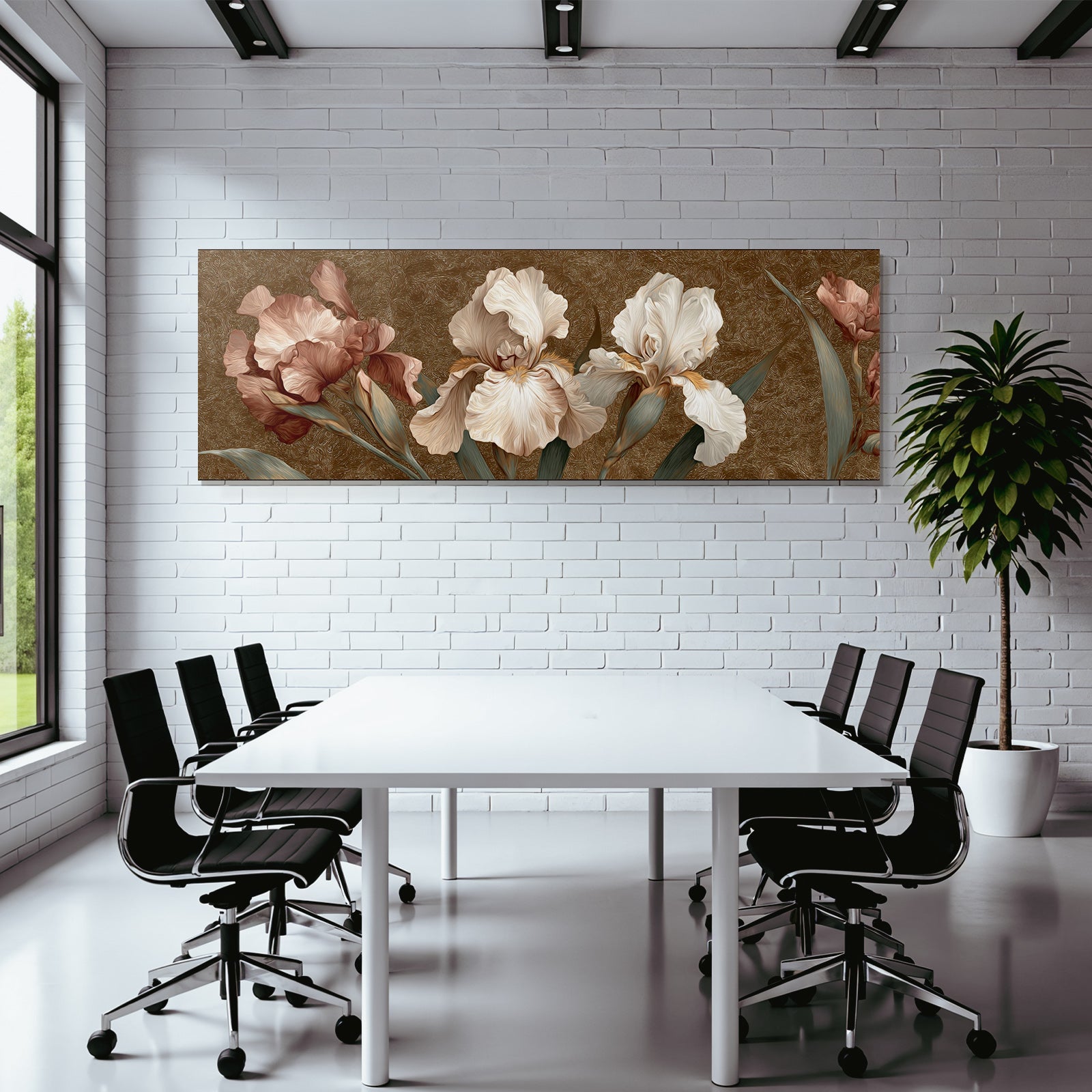 Irisse In Pfirsich Und Creme Vor Goldtexturiertem Hintergrund