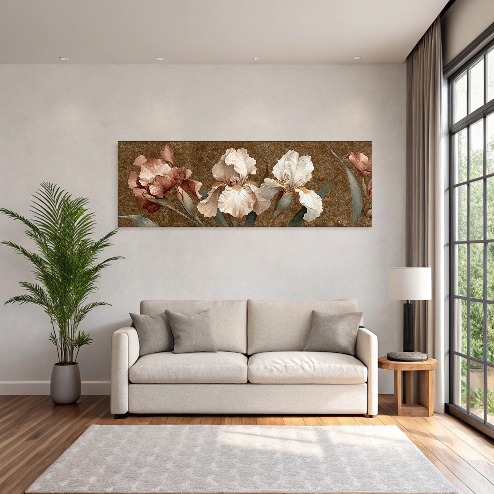 Irisse In Pfirsich Und Creme Vor Goldtexturiertem Hintergrund