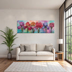 Kunstvolle Florale Illustration Mit Irisblumen Und Rosen
