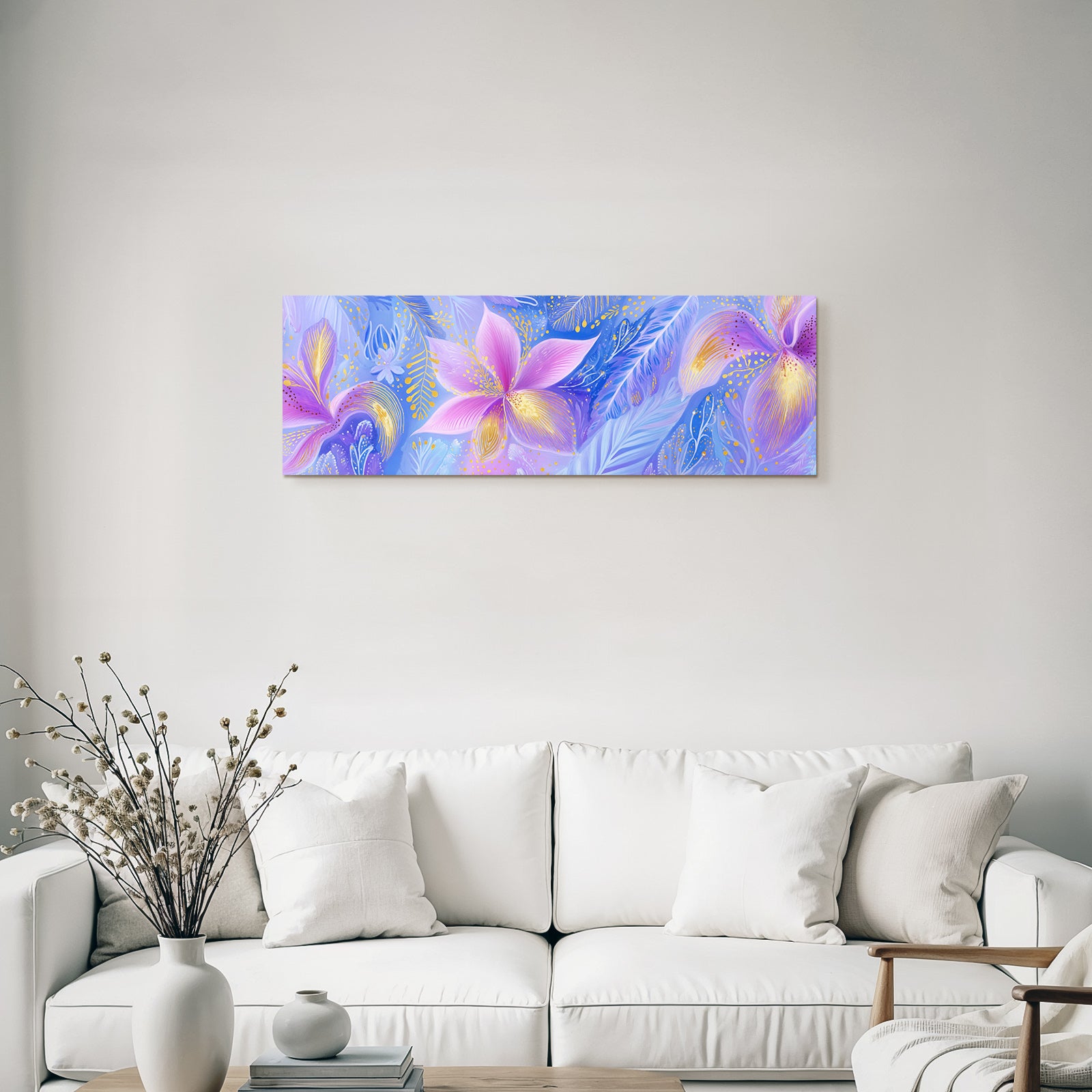 Lebendige Flora In Purpur Blau Und Gold