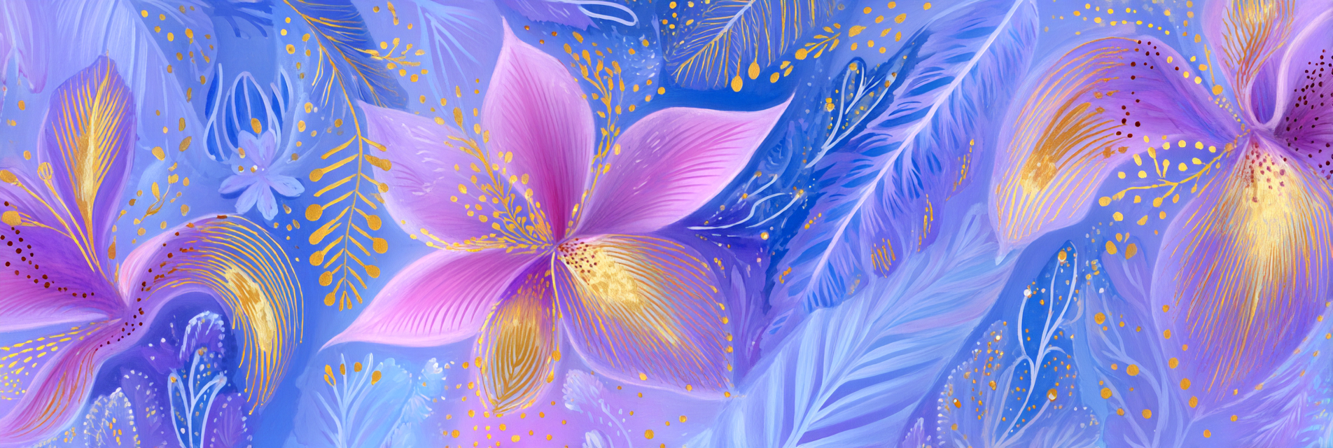 Lebendige Flora In Purpur Blau Und Gold | Jugendstil | Stilrichtungen