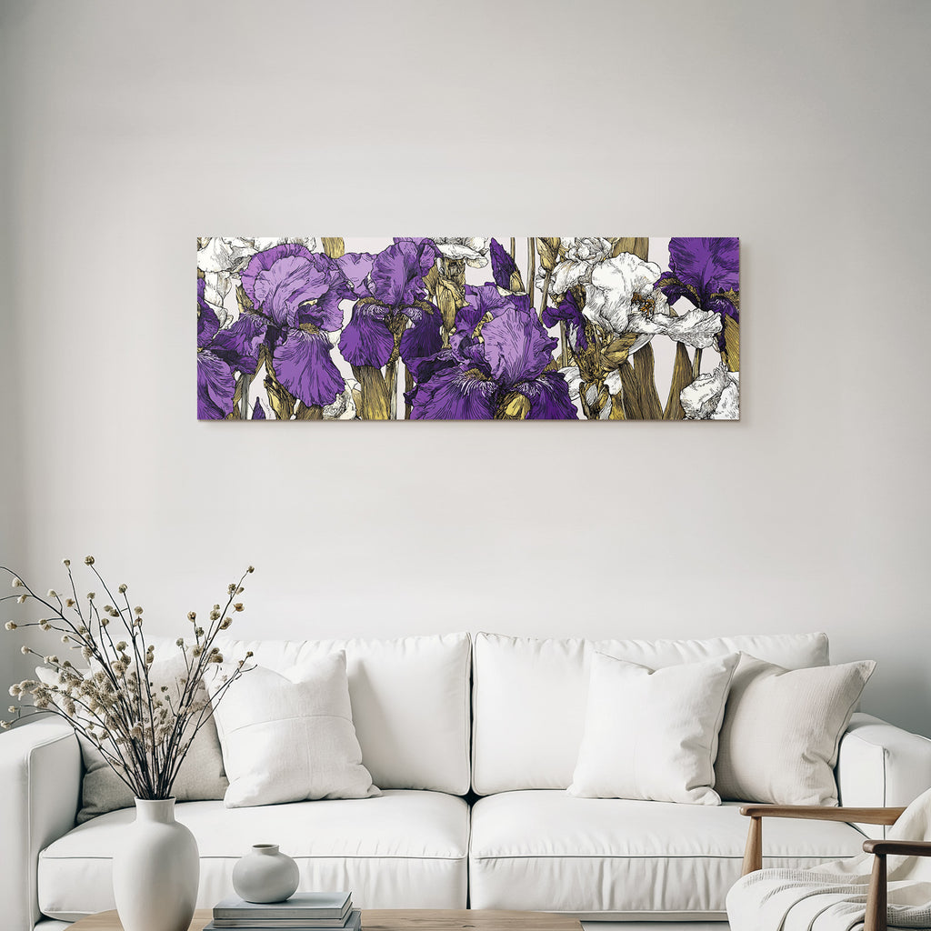 Lila Und Weisse Iris Blumenzeichnung