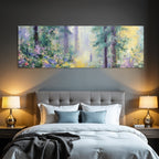 Sanfte Waldlandschaft Im Impressionistischen Stil Mit Farbenfrohen Blumen