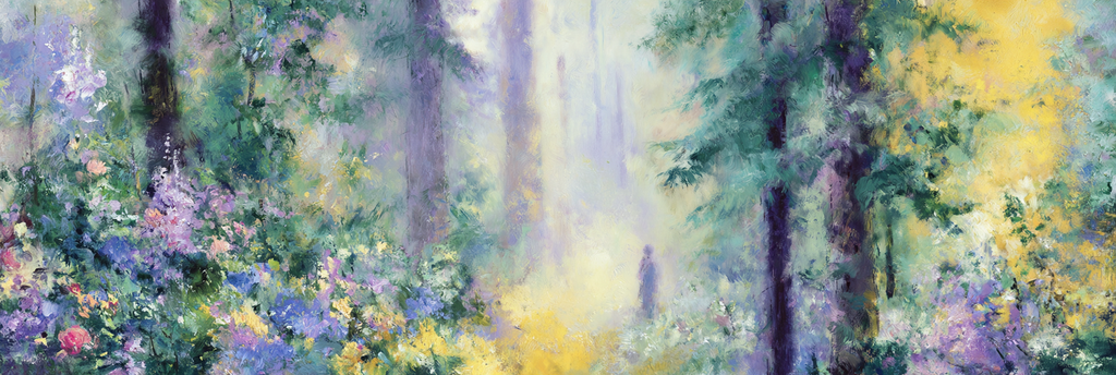 Sanfte Waldlandschaft Im Impressionistischen Stil Mit Farbenfrohen Blumen | Jugendstil | Stilrichtungen