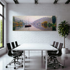 Stimmungsvolle Landschaft Mit Boot Und Ruhigem Wasser