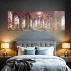 Traumhafte Gotische Innenarchitektur In Rosa Und Gold Mit Rosen Und Lilien
