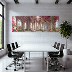 Traumhafte Gotische Innenarchitektur In Rosa Und Gold Mit Rosen Und Lilien