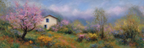 Traumhafte Pastellfarbene Landschaft Mit Haus Und Blühenden Baeumen | Jugendstil | Stilrichtungen