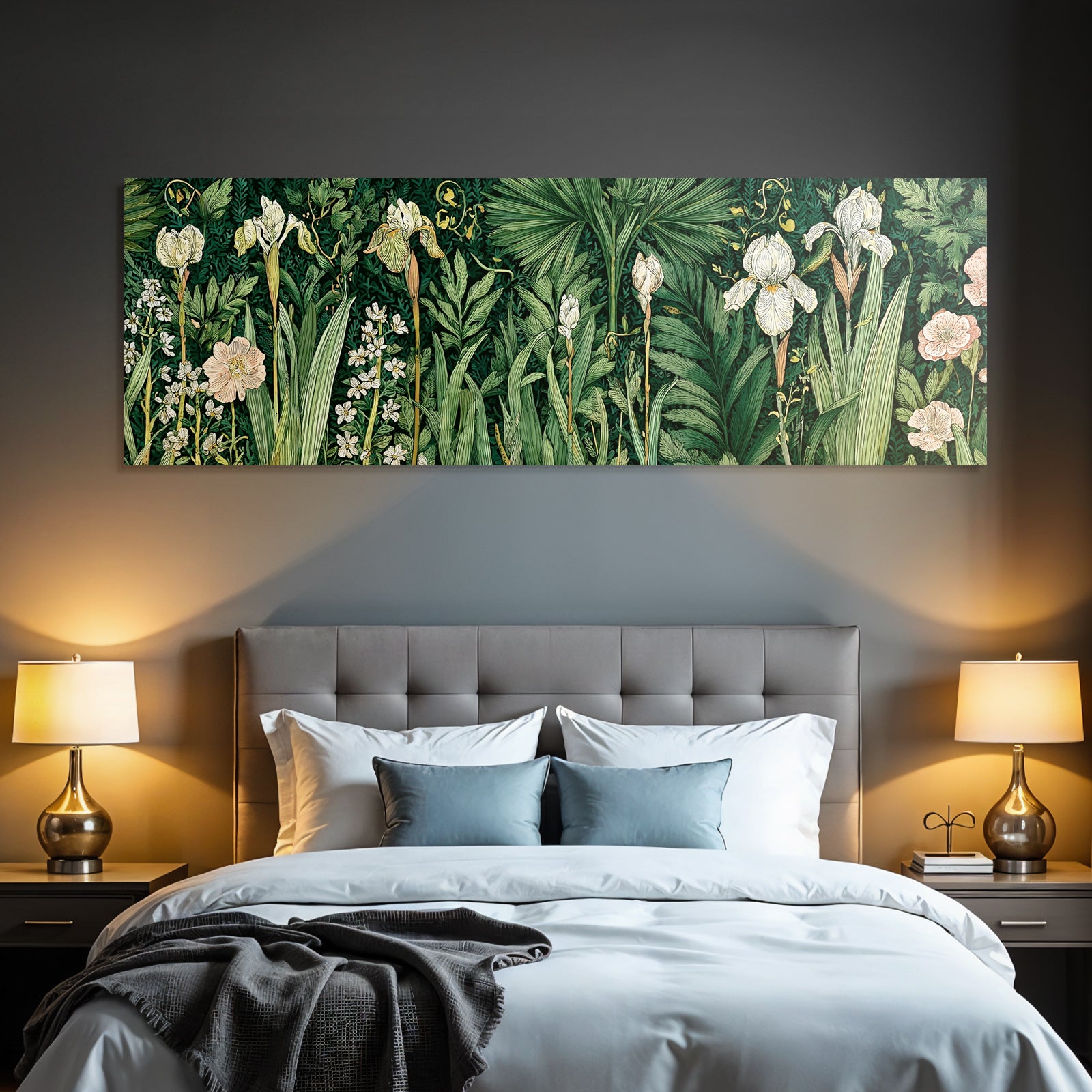 Üppige Illustration Bunter Pflanzen Und Blumen