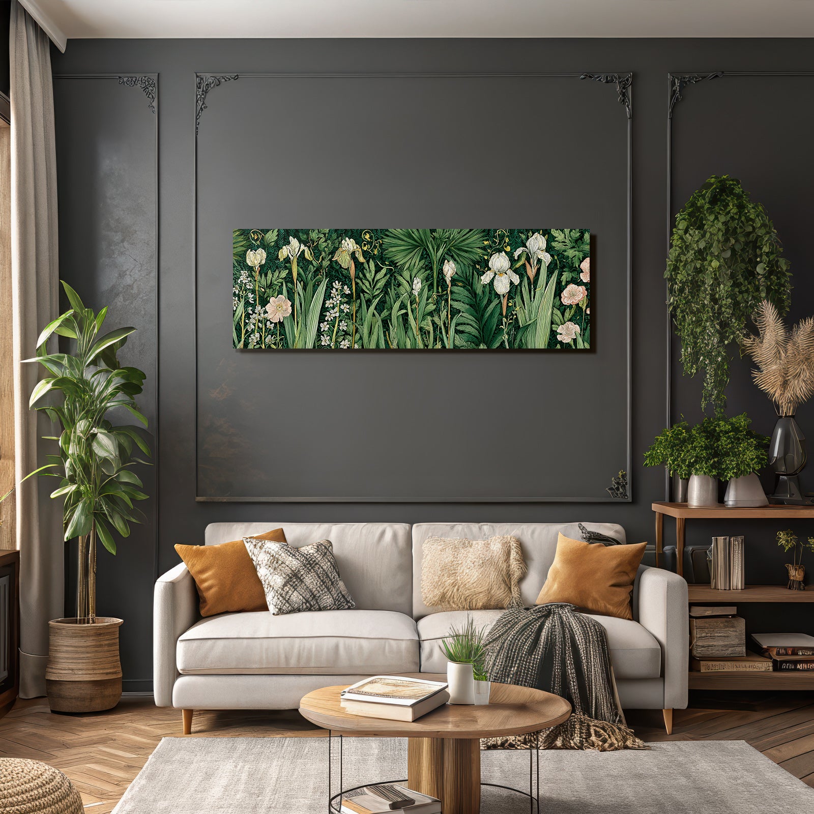 Üppige Illustration Bunter Pflanzen Und Blumen