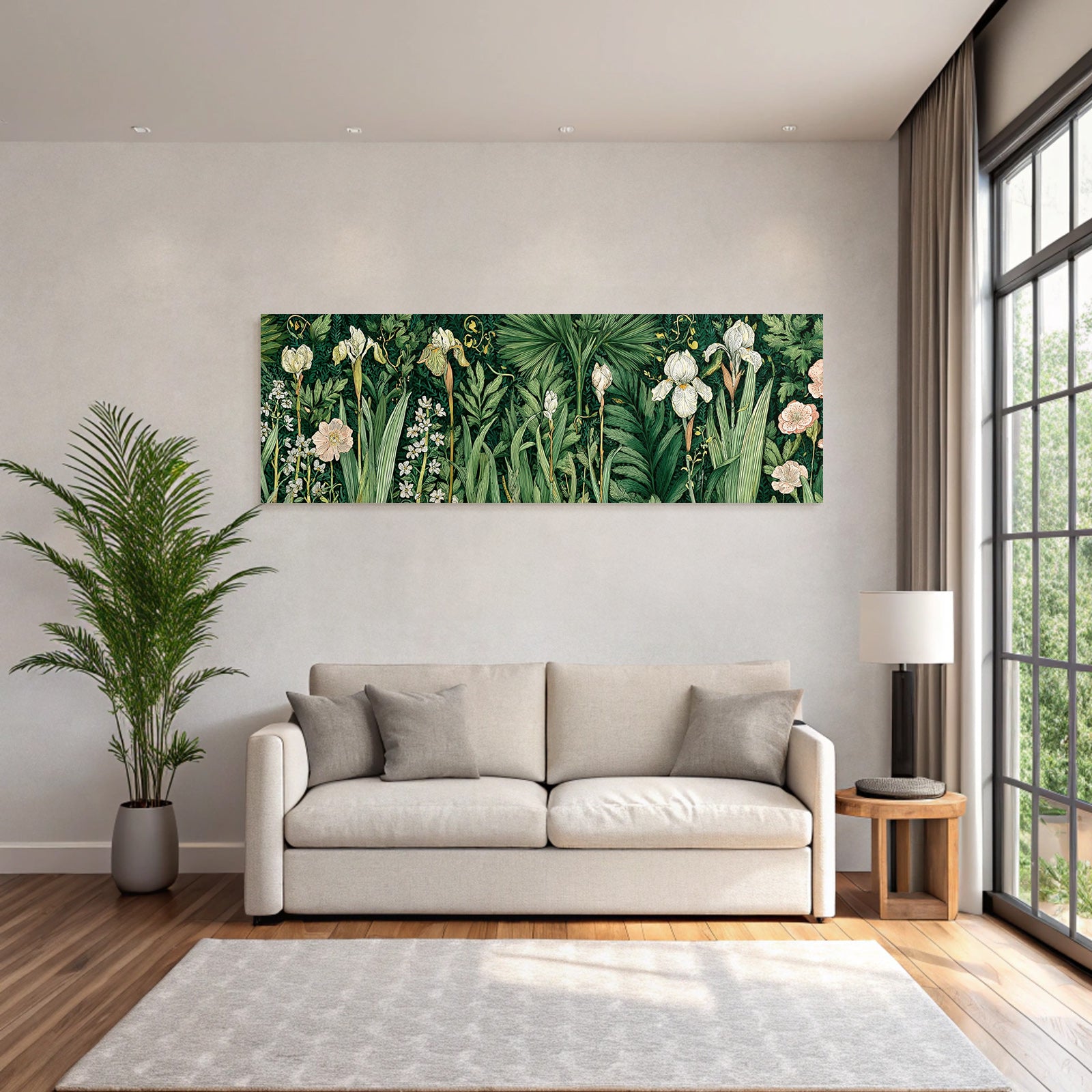 Üppige Illustration Bunter Pflanzen Und Blumen