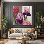 Bunte Iris Und Nelken Mit Glitzer Und Goldakzenten