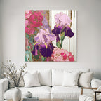 Bunte Iris Und Nelken Mit Glitzer Und Goldakzenten