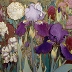 Bunte Iris Und Pfingstrosen In Stilisierter Komposition | Jugendstil | Stilrichtungen