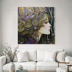 Fantasievolle Dame Mit Kunstvollem Kopfschmuck Im Wald