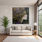Fantasievolle Dame Mit Kunstvollem Kopfschmuck Im Wald