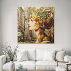 Frau Mit Blumenschmuck In Stadtlandschaft Im